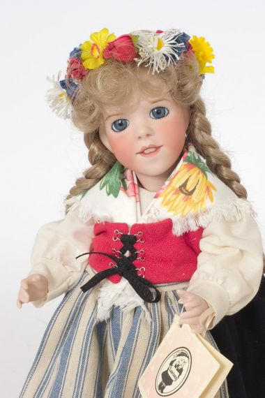 Midsommer Sweden - limited edition porcelain collectible doll  by doll artist Wendy Lawton.