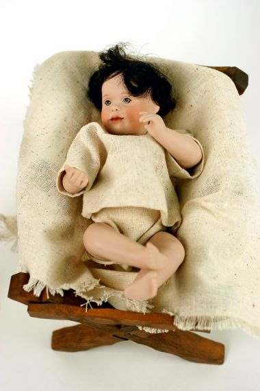Little Drummer Boy - limited edition porcelain and wood collectible doll  by doll artist Wendy Lawton.
