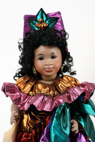 Carnival Brazil - limited edition porcelain and wood collectible doll  by doll artist Wendy Lawton.