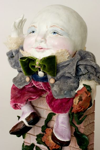 Humpty Dumpty - collectible one of a kind polymer clay art doll by doll artist Linda Kertzman.