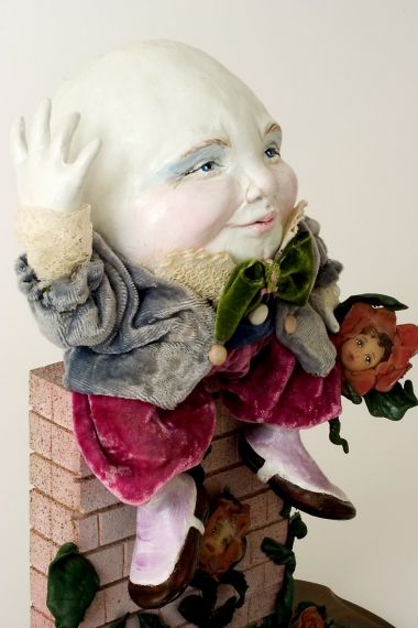 Humpty Dumpty - collectible one of a kind polymer clay art doll by doll artist Linda Kertzman.