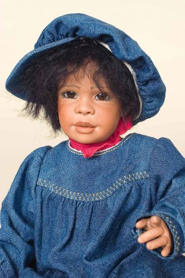Flavio - collectible prototype porcelain soft body art doll by doll artist Renate Hockh.