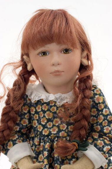 Rebecca - collectible limited edition felt molded art doll by doll artist Maggie Iacono.
