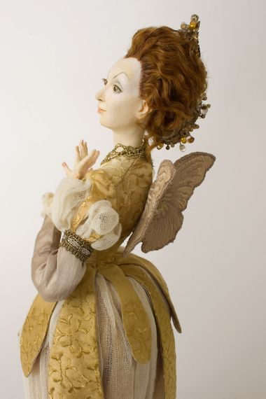 Queen of the Golden Butterflies - collectible one of a kind polymer clay art doll by doll artist Elizabeth Jenkins.