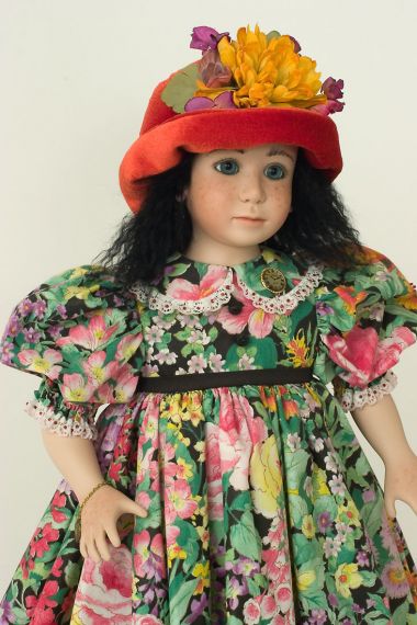 Winnie - collectible one of a kind porcelain soft body art doll by doll artist Julia Rueger.