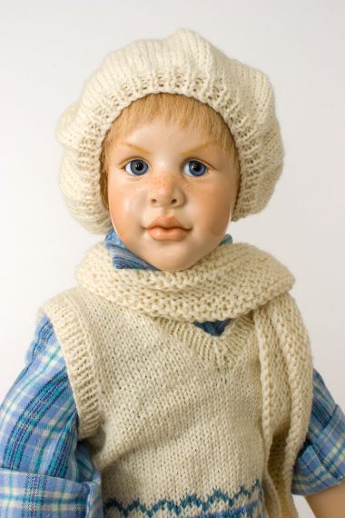 Stormey - collectible limited edition porcelain wax over art doll by doll artist Susan Krey.