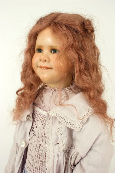 Primrose - collectible one of a kind porcelain wax over art doll by doll artist Susan Krey.
