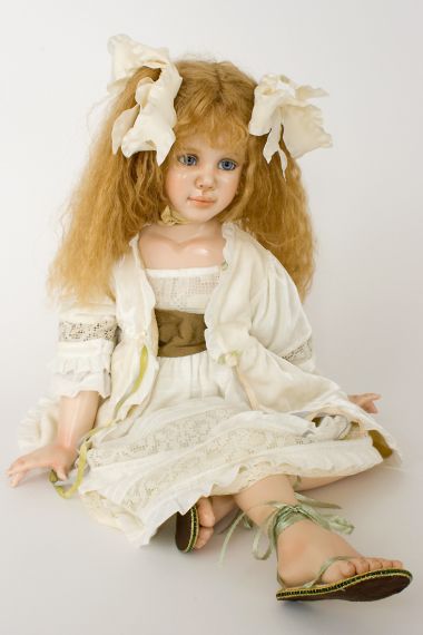 Sweet Adeline - collectible limited edition porcelain wax over art doll by doll artist Susan Krey.