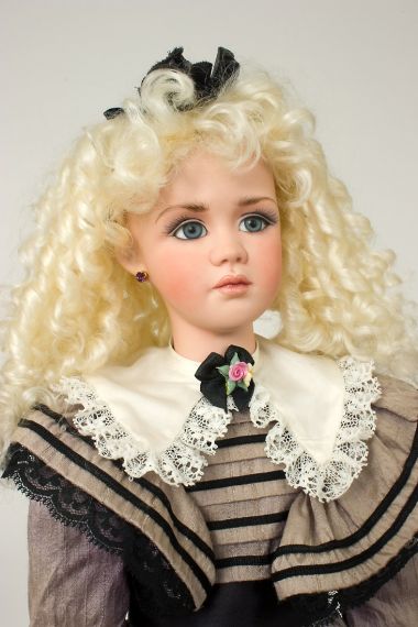 Collectible Limited Edition Porcelain doll Poppy II gray dress by Jan McLean