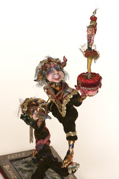 Balance - collectible one of a kind polymer clay art doll by doll artist Marilyn Radzat.