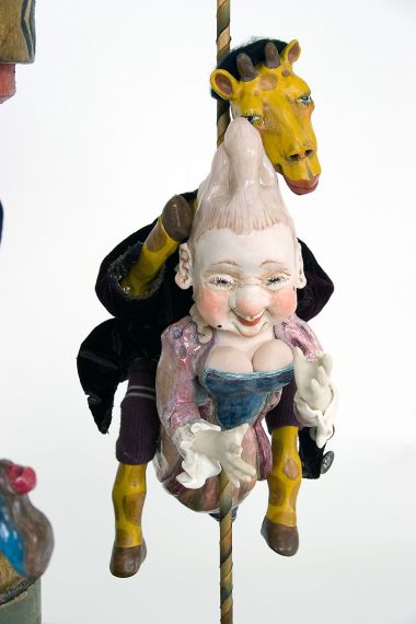 Carousel - collectible one of a kind porcelain wax over art doll by doll artist Lucia Friedericy.