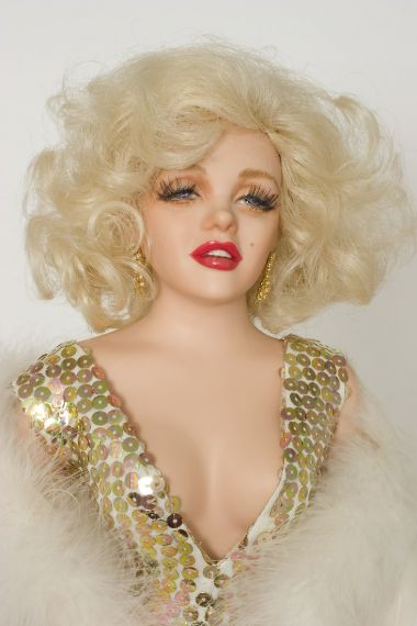 Totally Blonde Marilyn Monroe - collectible limited edition porcelain soft body art doll by doll artist Marilyn Houchen.