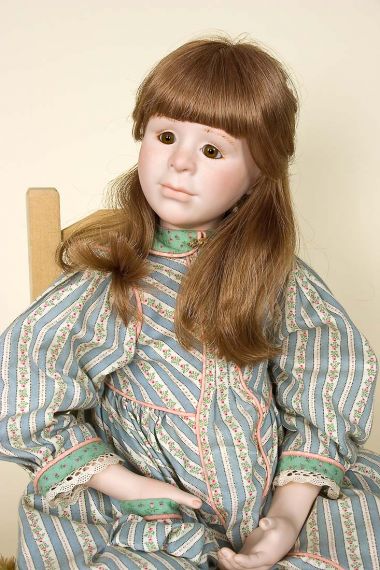 Kate with Chair - collectible limited edition porcelain art doll by doll artist Beth Cameron.