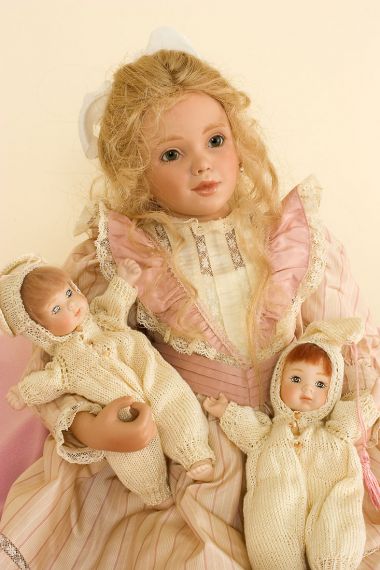 Bernice - collectible limited edition porcelain soft body art doll by doll artist Sonja Hartmann.