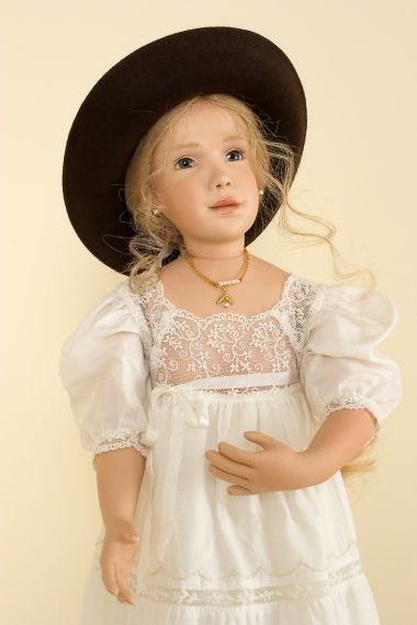 Minoush - collectible limited edition porcelain soft body art doll by doll artist Sonja Hartmann.