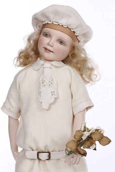 Kari - collectible one of a kind paperclay art doll by doll artist Barbara Vogel.
