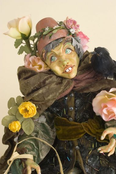 Rose Prince - collectible one of a kind polymer clay art doll by doll artist Peter Wolf.