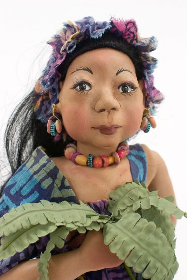 Children of the Rainforest CR4 - Brazil Girl - collectible limited edition resin art doll by doll artist Pat Kolesar.