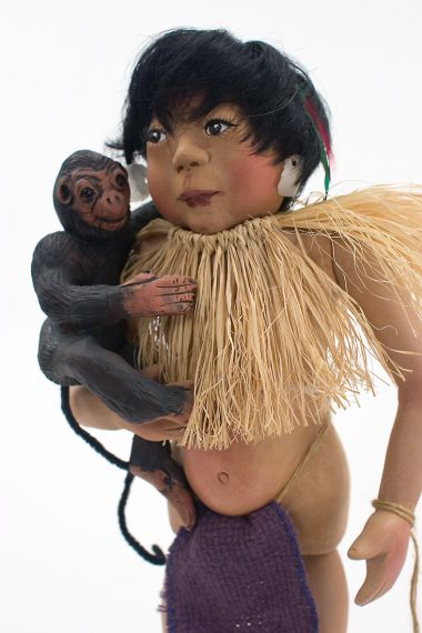 Children of the Rainforest CR3 Brazil Boy - collectible limited edition resin art doll by doll artist Pat Kolesar.