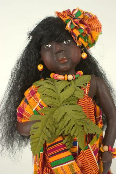 Children of the Rainforest CR1 - Sumatra (Girl) - collectible limited edition resin art doll by doll artist Pat Kolesar.