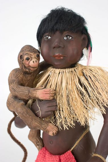 Children of the Rainforest CR2 - Sumatra (Boy) - collectible limited edition resin art doll by doll artist Pat Kolesar.