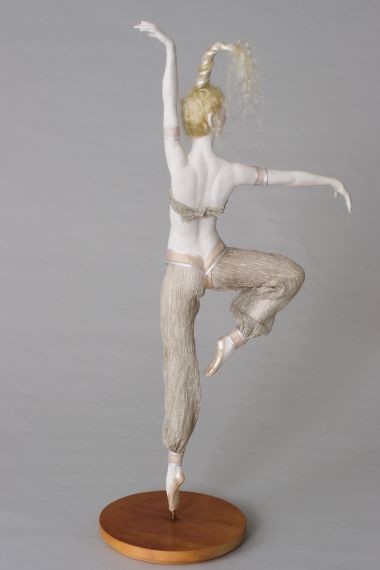 Ballet Dancer - collectible one of a kind polymer clay art doll by doll artist Pat and Tom Kochie.