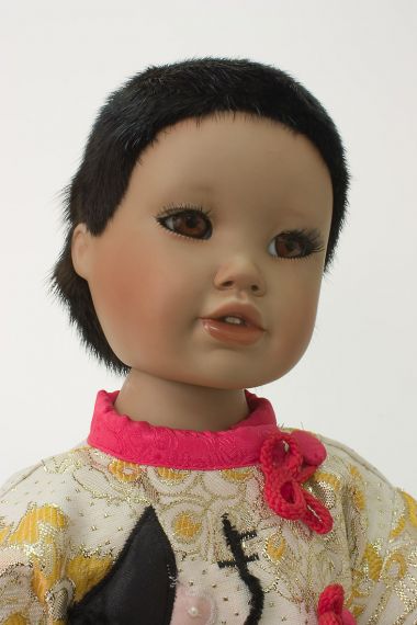 Trinh - collectible limited edition porcelain soft body art doll by doll artist Yolanda Bello.