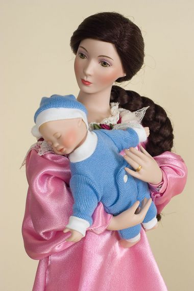 Bedtime - limited edition porcelain soft body collectible doll  by doll artist Sandra Kuck.