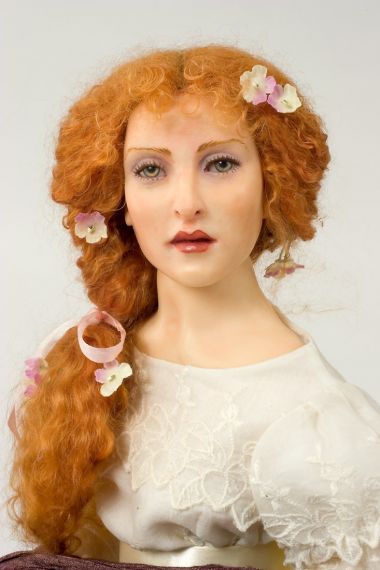 Miss Woodruff - collectible one of a kind polymer clay art doll by doll artist Marlena Blanford.