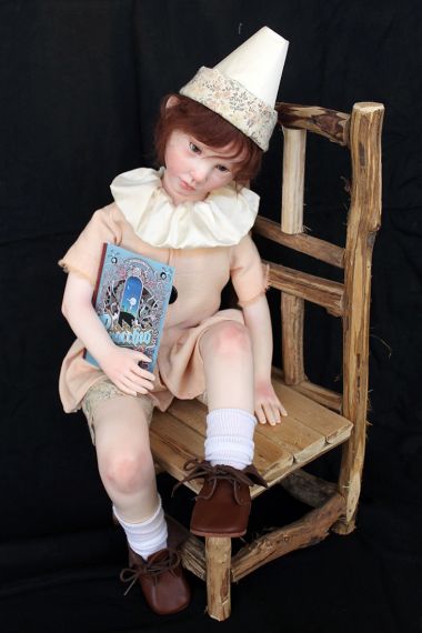 Pinocchio the Real Boy one-of-kind polymer clay art doll by Italian doll artist Elisa Gallea