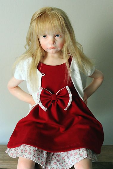 Photo of "So Upset!" one-of-a-kind art doll by Elisa Gallea.