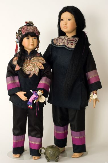 Collectible Limited Edition Porcelain soft body doll Sisters Zy Mei by Linda Mason