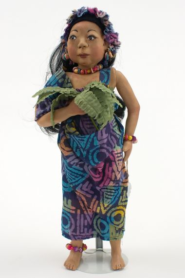 Children of the Rainforest CR4 - Brazil Girl - collectible limited edition resin art doll by doll artist Pat Kolesar.