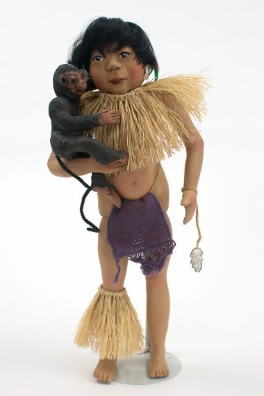 Children of the Rainforest CR3 Brazil Boy - collectible limited edition resin art doll by doll artist Pat Kolesar.