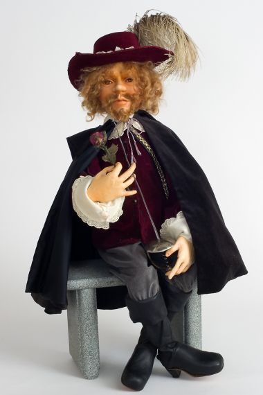 Cyrano de Bergerac - collectible artist's proof wood art doll by doll artist Hal Payne.