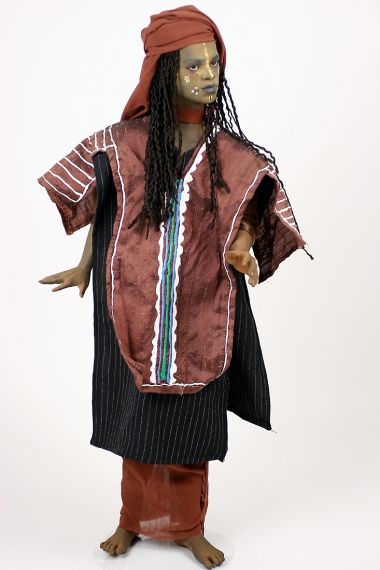 Wodaabe Man no.1 - collectible one of a kind finished porcelain art doll by doll artist Uta Brauser.