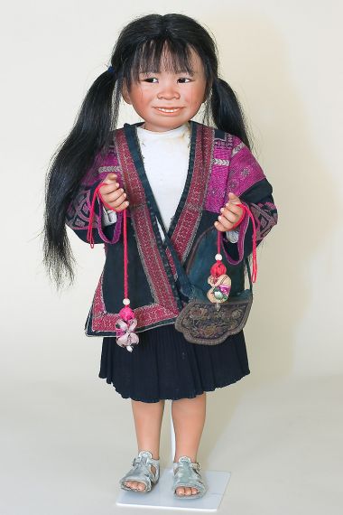 Sun Pei - collectible limited edition porcelain soft body art doll by doll artist Bets van Boxel.