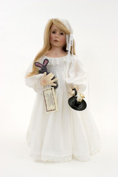 Amy Nightie - collectible limited edition shellcloth art doll by doll artist Linda Murray.