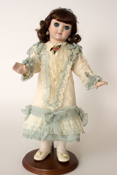 Suzie - collectible limited edition porcelain art doll by doll artist Brenda Burke.