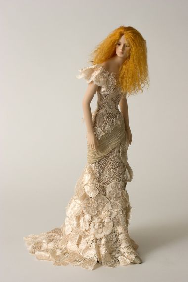 Lace Lady - collectible one of a kind porcelain art doll by doll artist Susan Snodgrass.