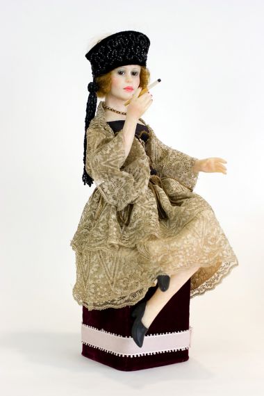 Flapper - collectible one of a kind polymer clay art doll by doll artist Edna Dali.