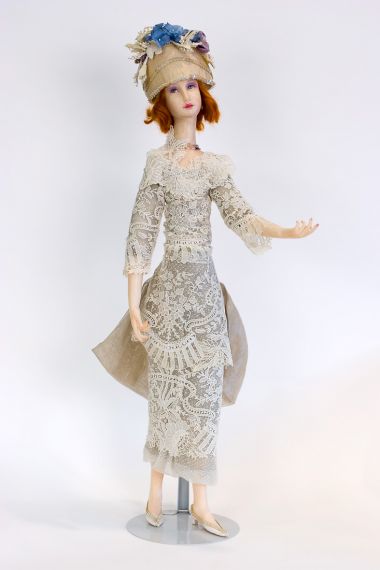 Long Necked Lady DA2 - collectible one of a kind polymer clay art doll by doll artist Edna Dali.