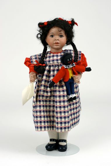 Gracie and Her Golliwogg - limited edition porcelain collectible doll  by doll artist Wendy Lawton.