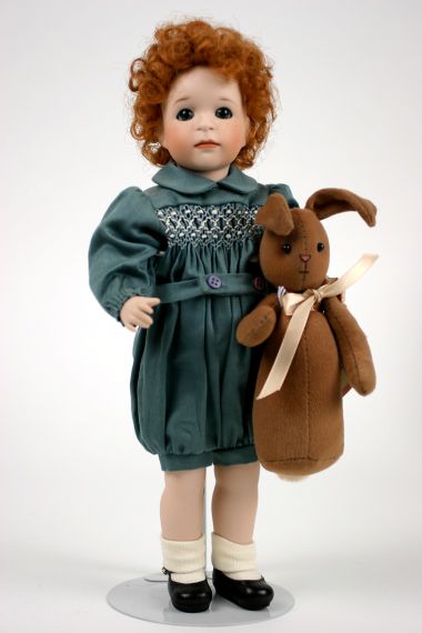 Velveteen Rabbit - limited edition porcelain and wood collectible doll  by doll artist Wendy Lawton.