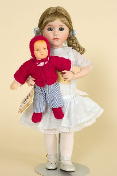 Katherine and Her Kathe Kruse - limited edition porcelain collectible doll  by doll artist Wendy Lawton.