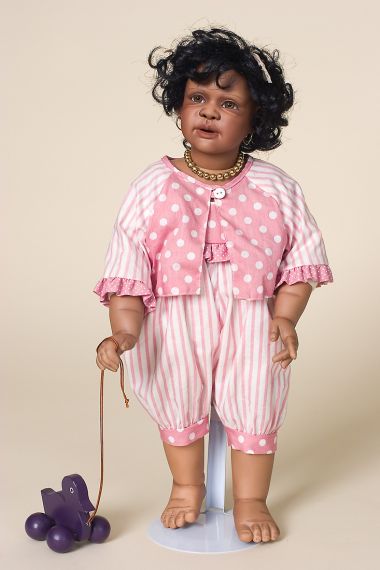 Rosella - collectible limited edition porcelain soft body art doll by doll artist Renate Hockh.