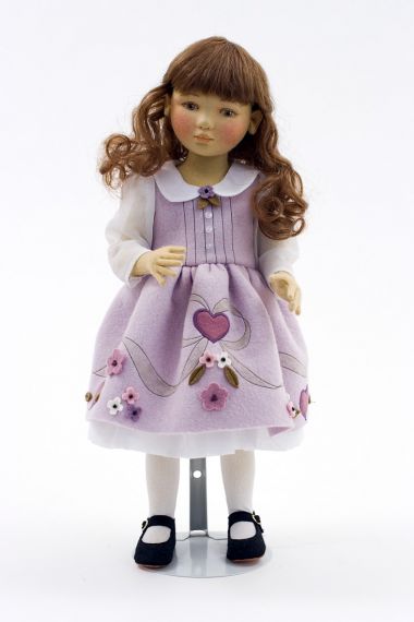 Viola - collectible limited edition felt molded art doll by doll artist Maggie Iacono.