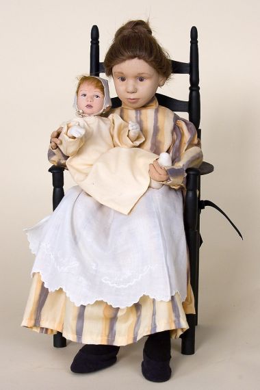 Mother and Child - collectible one of a kind cloth art doll by doll artist Kate Lackman.