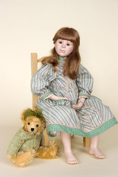 Kate with Chair - collectible limited edition porcelain art doll by doll artist Beth Cameron.