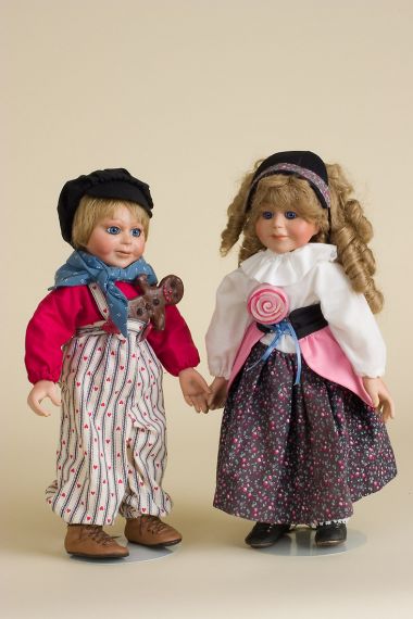 Hansel and Gretel Set - limited edition porcelain collectible doll  by doll artist Faith Wick.